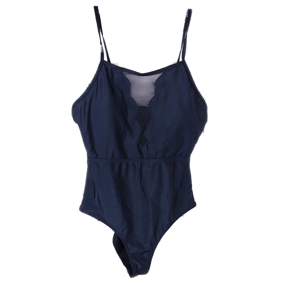 NWT GRACE KARIN Women's 1 Piece Hi Waisted Mesh Scallop V Neck Monokini - Picture 6 of 11